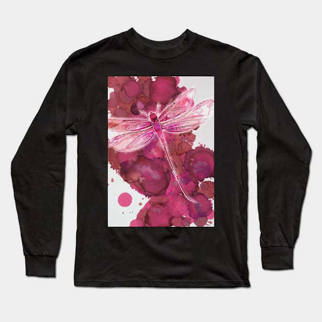 Pink dragonfly 2 Long Sleeve T-Shirt by JessKingArtist